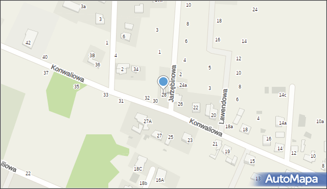 Rożno-Parcele, Konwaliowa, 28, mapa Rożno-Parcele