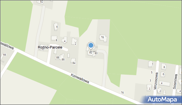 Rożno-Parcele, Konwaliowa, 82, mapa Rożno-Parcele