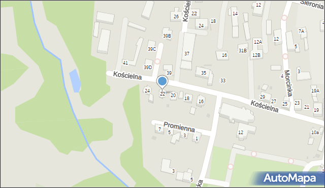 Ruda Śląska, Kościelna, 22, mapa Rudy Śląskiej