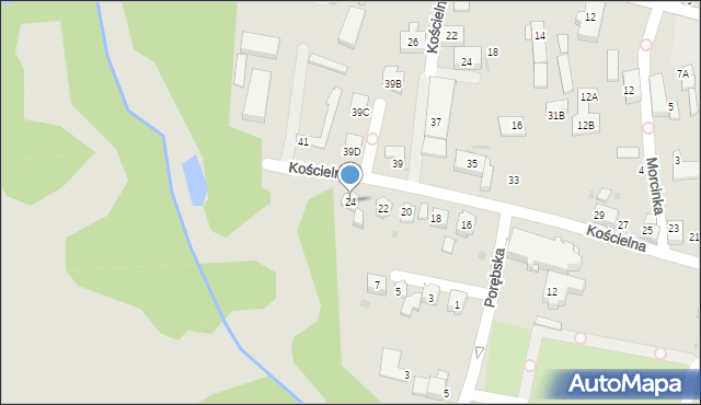 Ruda Śląska, Kościelna, 24, mapa Rudy Śląskiej