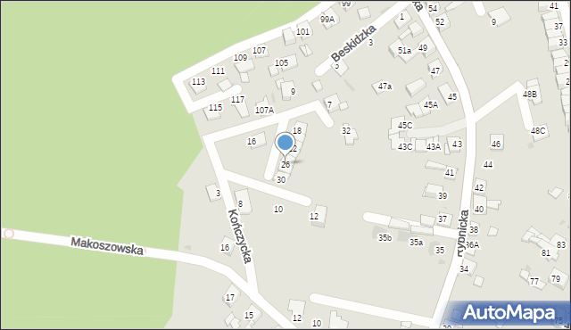 Ruda Śląska, Kończycka, 26, mapa Rudy Śląskiej