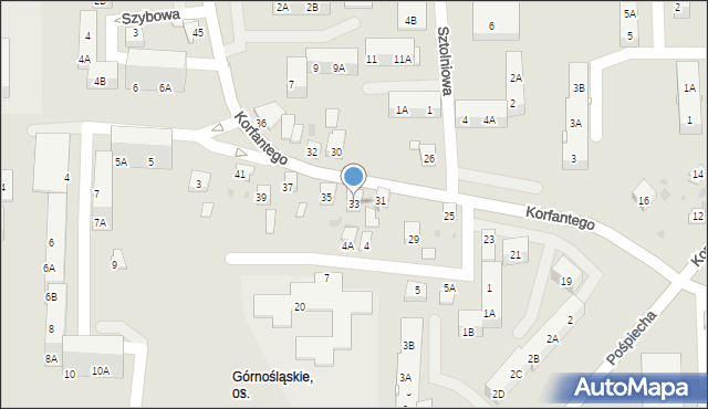 Ruda Śląska, Korfantego Wojciecha, 33, mapa Rudy Śląskiej