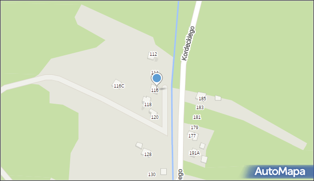 Rudnik nad Sanem, Kordeckiego Augustyna, ks., 116b, mapa Rudnik nad Sanem