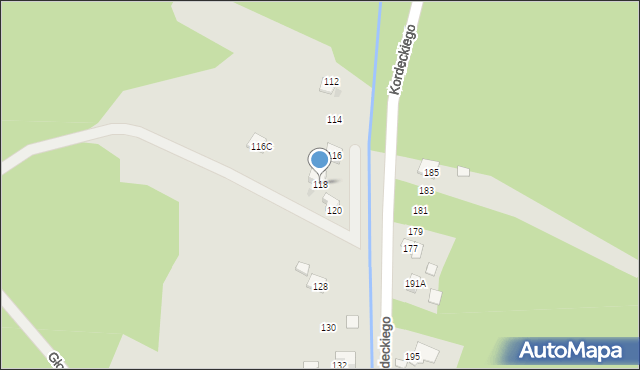 Rudnik nad Sanem, Kordeckiego Augustyna, ks., 118, mapa Rudnik nad Sanem