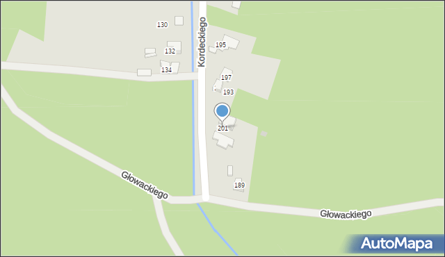 Rudnik nad Sanem, Kordeckiego Augustyna, ks., 201, mapa Rudnik nad Sanem