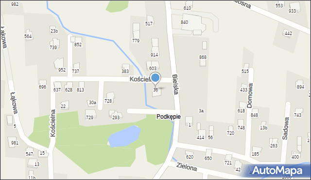 Rybarzowice, Kościelna, 36, mapa Rybarzowice