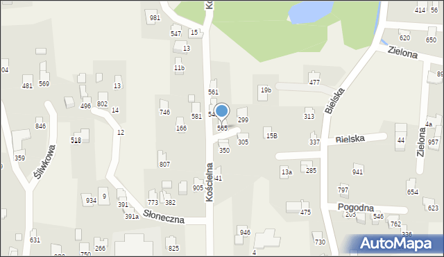 Rybarzowice, Kościelna, 565, mapa Rybarzowice