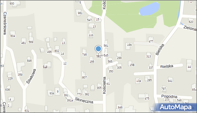 Rybarzowice, Kościelna, 581, mapa Rybarzowice