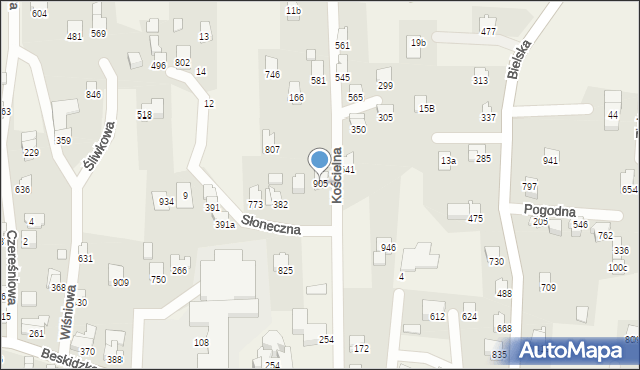 Rybarzowice, Kościelna, 905, mapa Rybarzowice