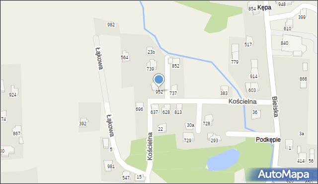 Rybarzowice, Kościelna, 952, mapa Rybarzowice