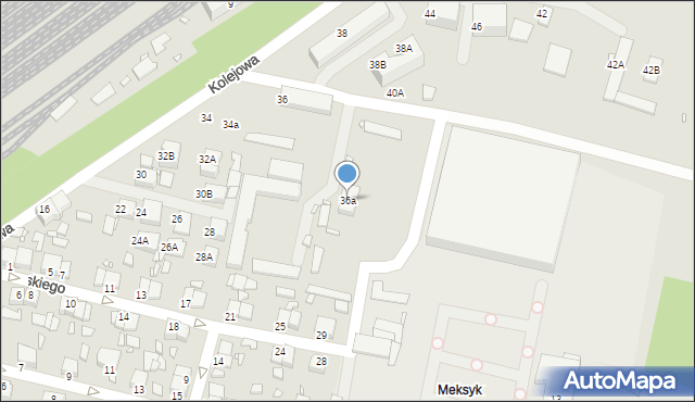 Rybnik, Kolejowa, 36a, mapa Rybnika