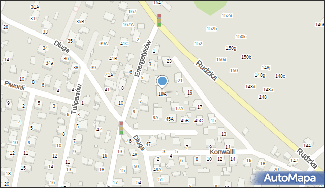 Rybnik, Konwalii, 19A, mapa Rybnika