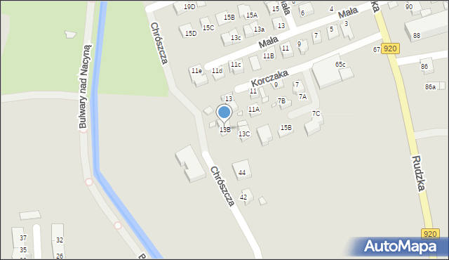 Rybnik, Korczaka Janusza, 13B, mapa Rybnika