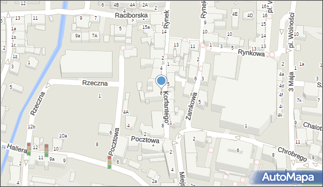 Rybnik, Korfantego Wojciecha, 6, mapa Rybnika