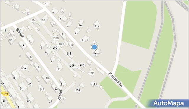 Rybnik, Kożdoniów, 15, mapa Rybnika