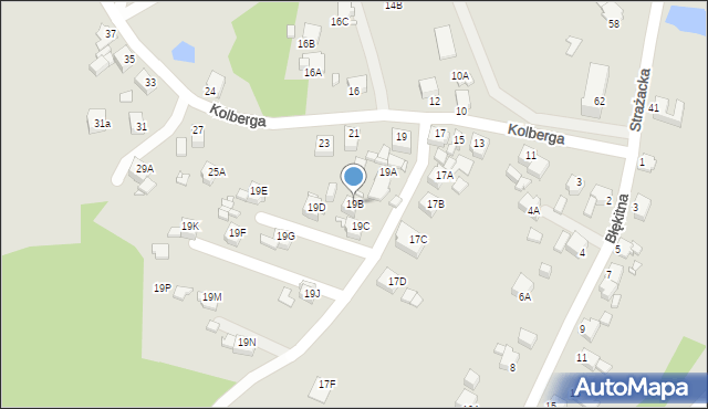 Rybnik, Kolberga Oskara, 19B, mapa Rybnika