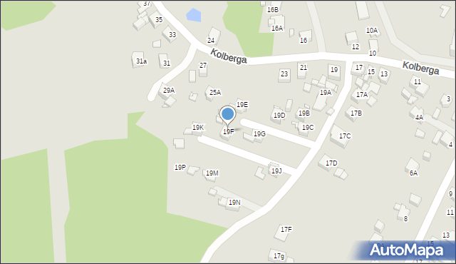 Rybnik, Kolberga Oskara, 19F, mapa Rybnika