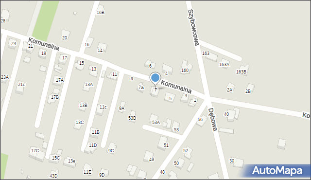 Rybnik, Komunalna, 7, mapa Rybnika