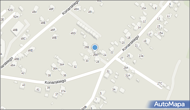 Rybnik, Konarskiego Stanisława, 26A, mapa Rybnika