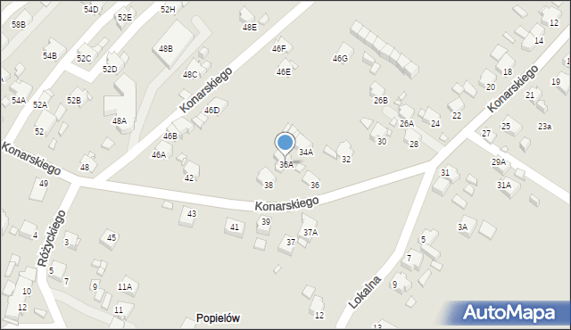 Rybnik, Konarskiego Stanisława, 36A, mapa Rybnika