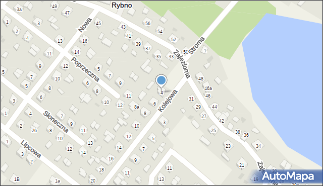 Rybno, Kolejowa, 4, mapa Rybno