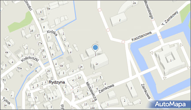 Rydzyna, Kościelna, 1, mapa Rydzyna