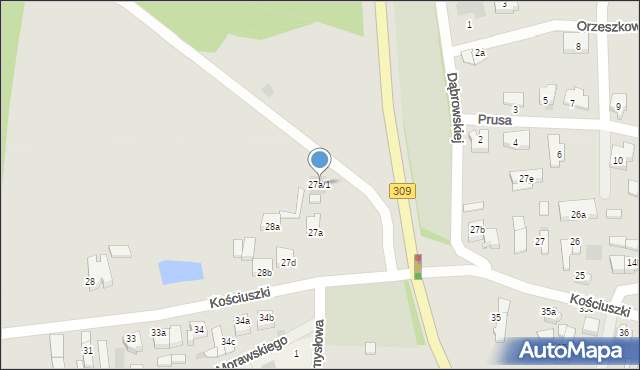 Rydzyna, Kościuszki Tadeusza, gen., 27a/1, mapa Rydzyna