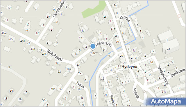 Rydzyna, Kościuszki Tadeusza, gen., 53a, mapa Rydzyna