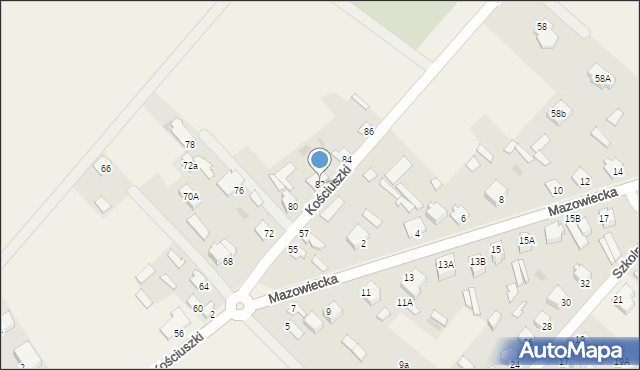 Rzekuń, Kościuszki Tadeusza, gen., 82, mapa Rzekuń
