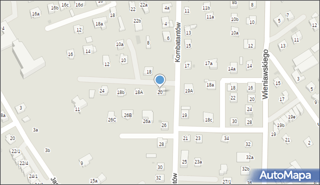 Rzeszów, Kombatantów, 20, mapa Rzeszów