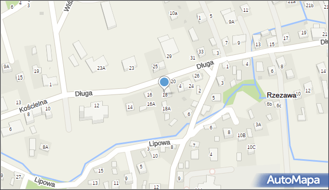 Rzezawa, Kościelna, 18, mapa Rzezawa