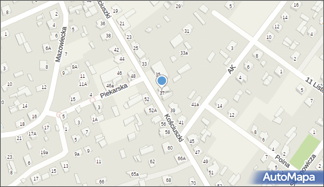 Sadowne, Kościuszki Tadeusza, gen., 37, mapa Sadowne