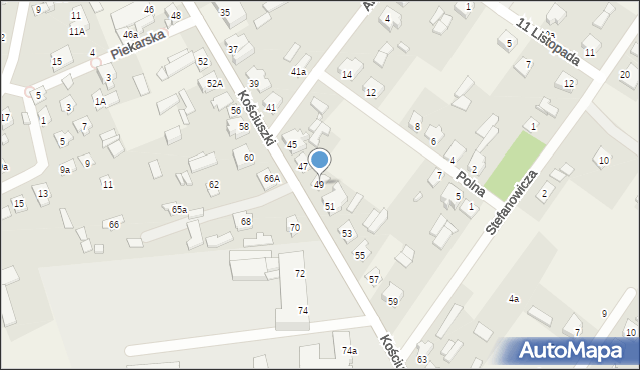 Sadowne, Kościuszki Tadeusza, gen., 49, mapa Sadowne
