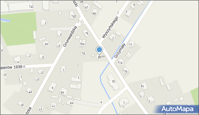 Sadowne, Kościuszki Tadeusza, gen., 80, mapa Sadowne