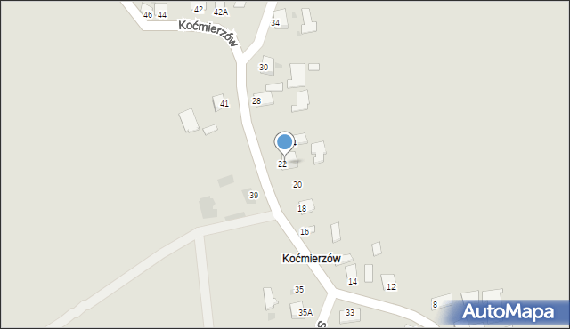 Sandomierz, Koćmierzów, 24A, mapa Sandomierza