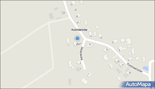 Sandomierz, Koćmierzów, 35A, mapa Sandomierza