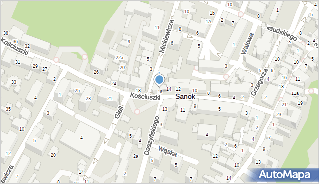 Sanok, Kościuszki Tadeusza, gen., 16, mapa Sanok