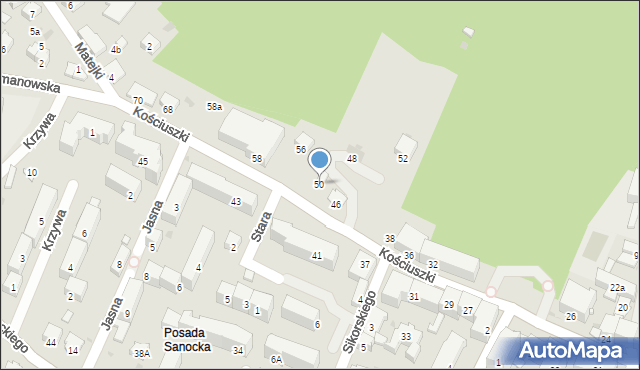 Sanok, Kościuszki Tadeusza, gen., 50, mapa Sanok