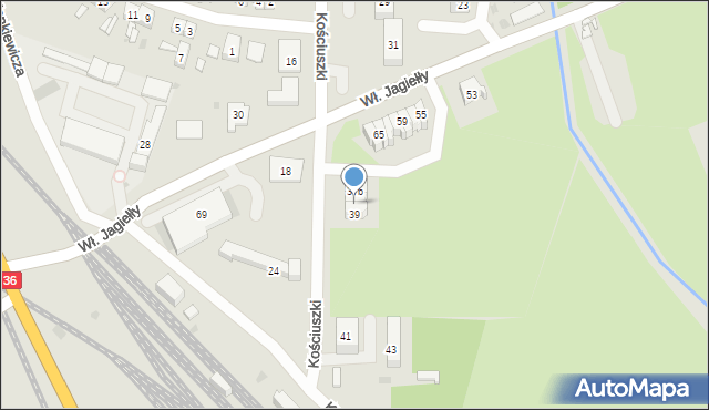 Ścinawa, Kościuszki Tadeusza, gen., 39a, mapa Ścinawa
