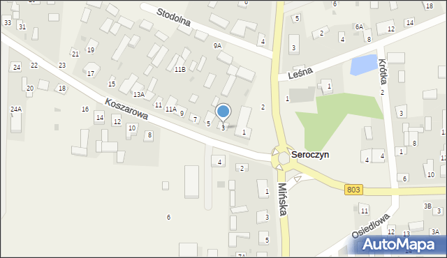 Seroczyn, Koszarowa, 3, mapa Seroczyn