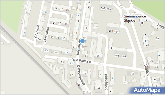 Siemianowice Śląskie, Kościuszki Tadeusza, gen., 10, mapa Siemianowice Śląskie