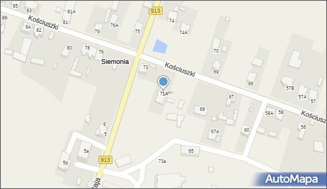 Siemonia, Kościuszki Tadeusza, gen., 72, mapa Siemonia
