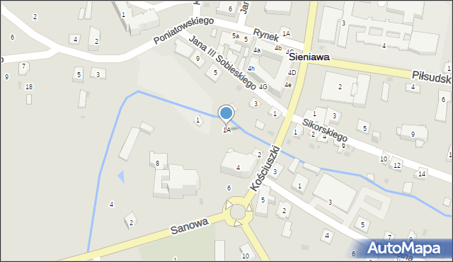 Sieniawa, Kościelna, 1A, mapa Sieniawa