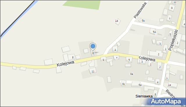 Sieniawka, Kolejowa, 6, mapa Sieniawka