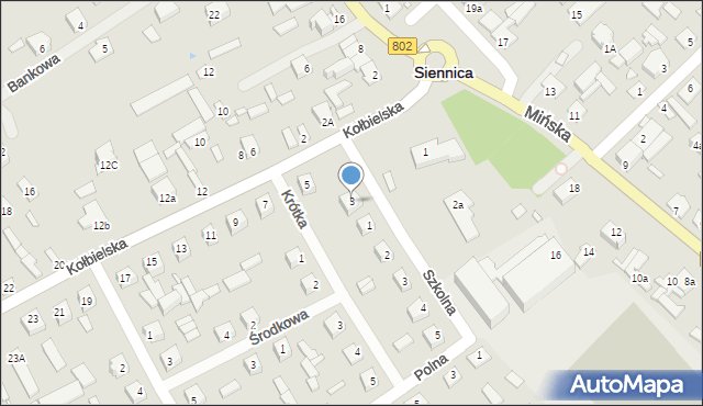 Siennica, Kołbielska, 3, mapa Siennica