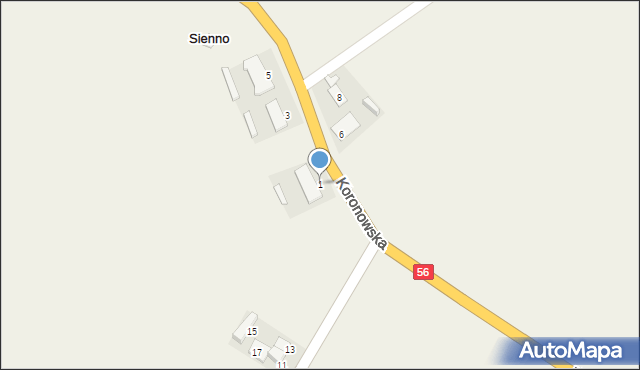 Sienno, Koronowska, 1, mapa Sienno