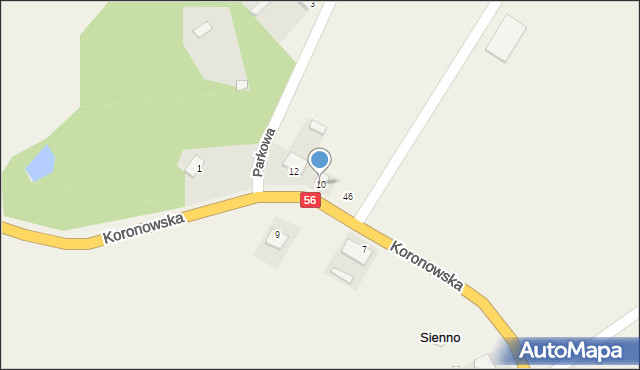 Sienno, Koronowska, 10, mapa Sienno