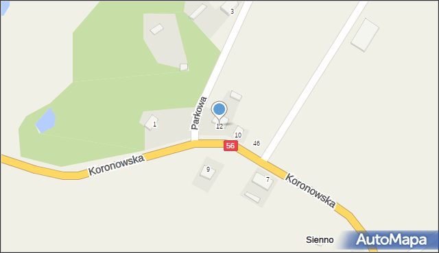 Sienno, Koronowska, 12, mapa Sienno