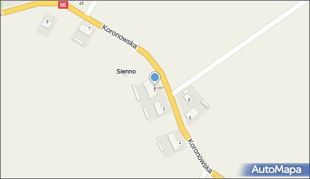 Sienno, Koronowska, 5, mapa Sienno