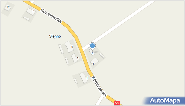Sienno, Koronowska, 8, mapa Sienno